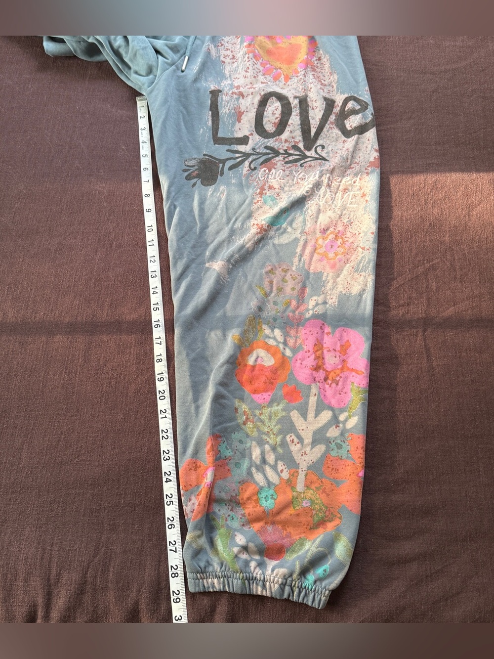 Natural Life LOVE Floral Graphic Jogger Sweatpants XL Blue - Picture 7 of 7